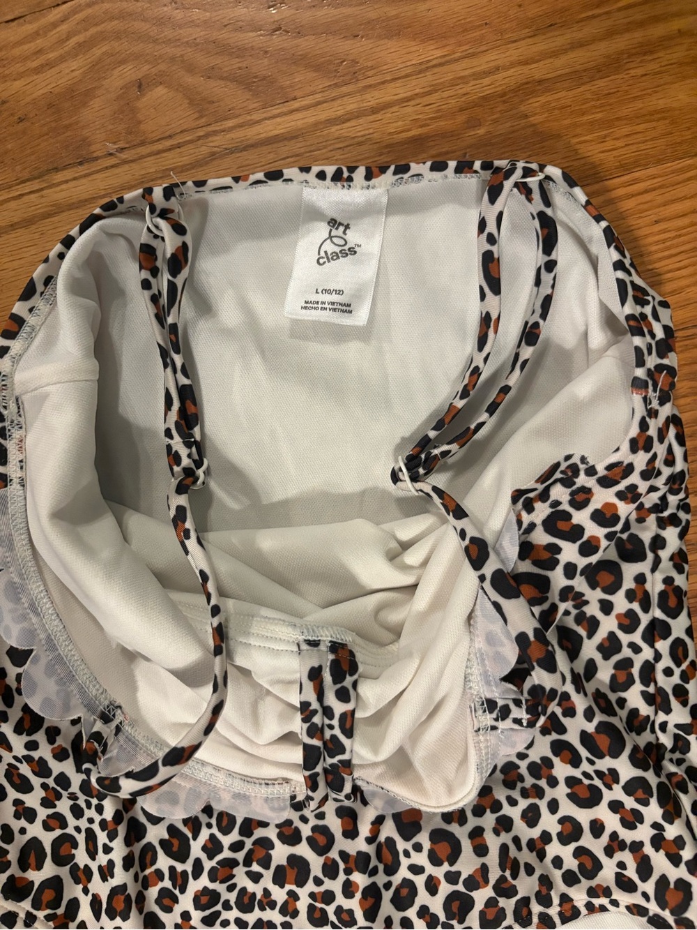 Leopard Print One-Piece Swimsuit - size large 10/12 - Picture 3 of 3
